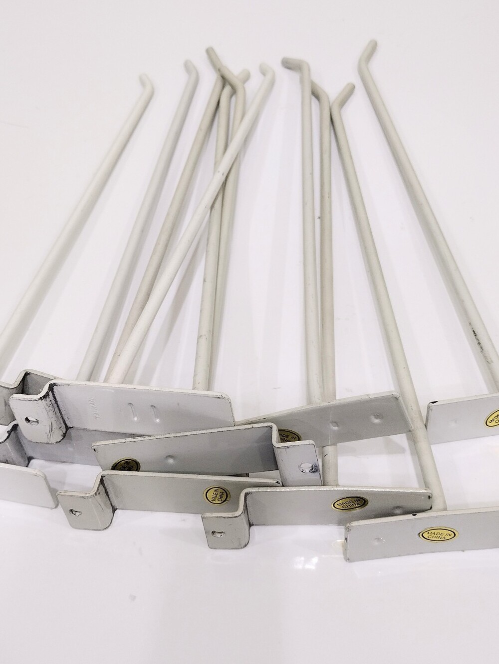 White Metal Pegboard/Slatwall Hooks - Lot of 10